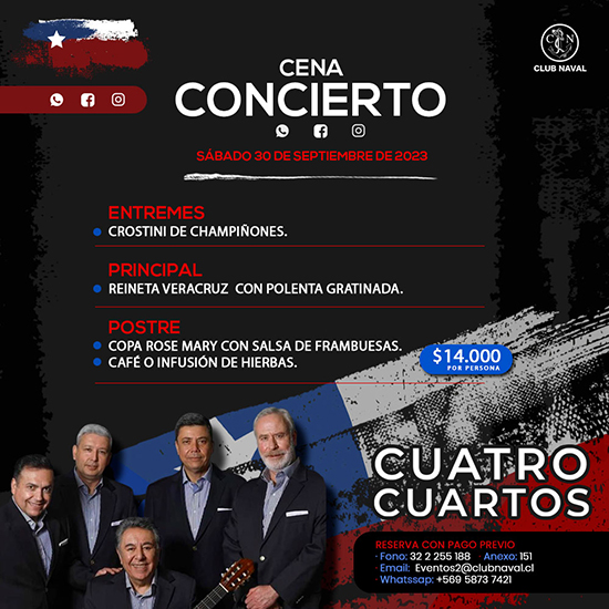 Cena Concierto los Cuatro Cuartos